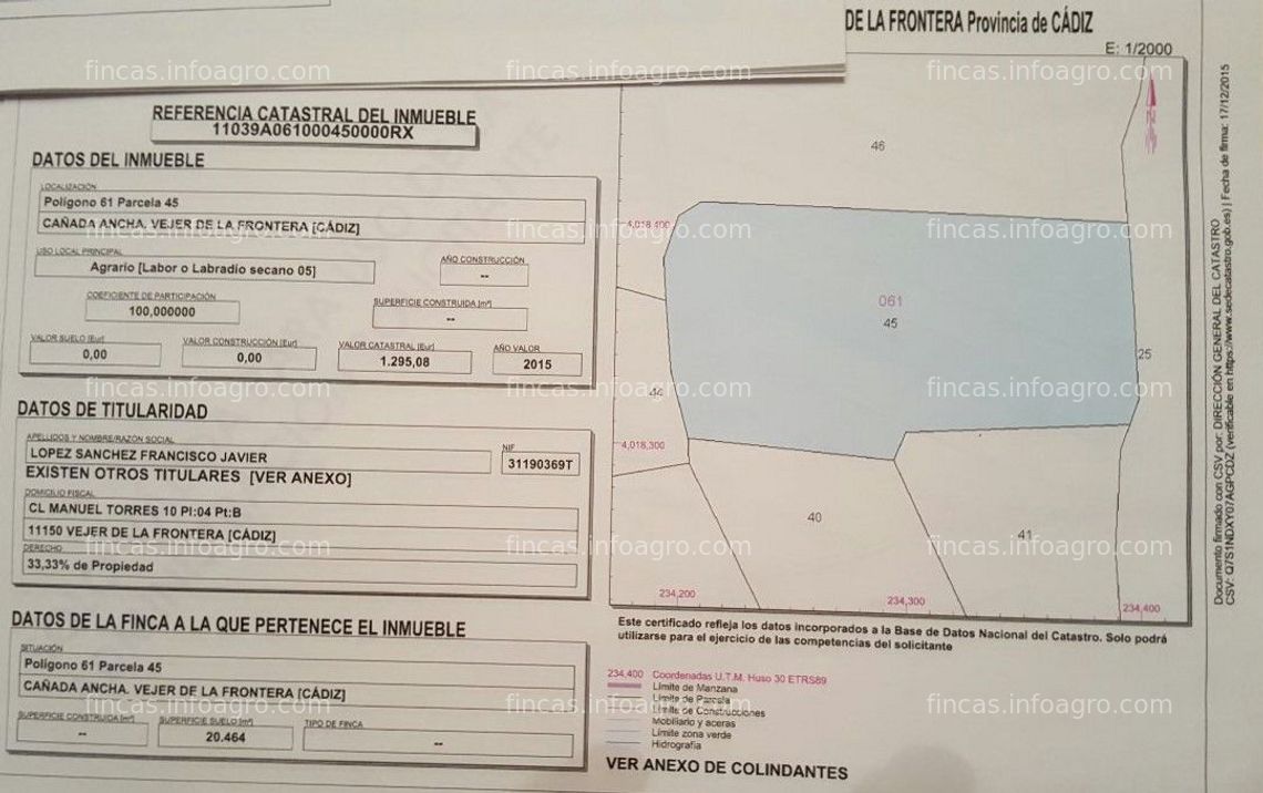 Fotos de Vendo p - 45. parcela en laderas de abejaruco y libreros. vejer de la frontera. cádiz